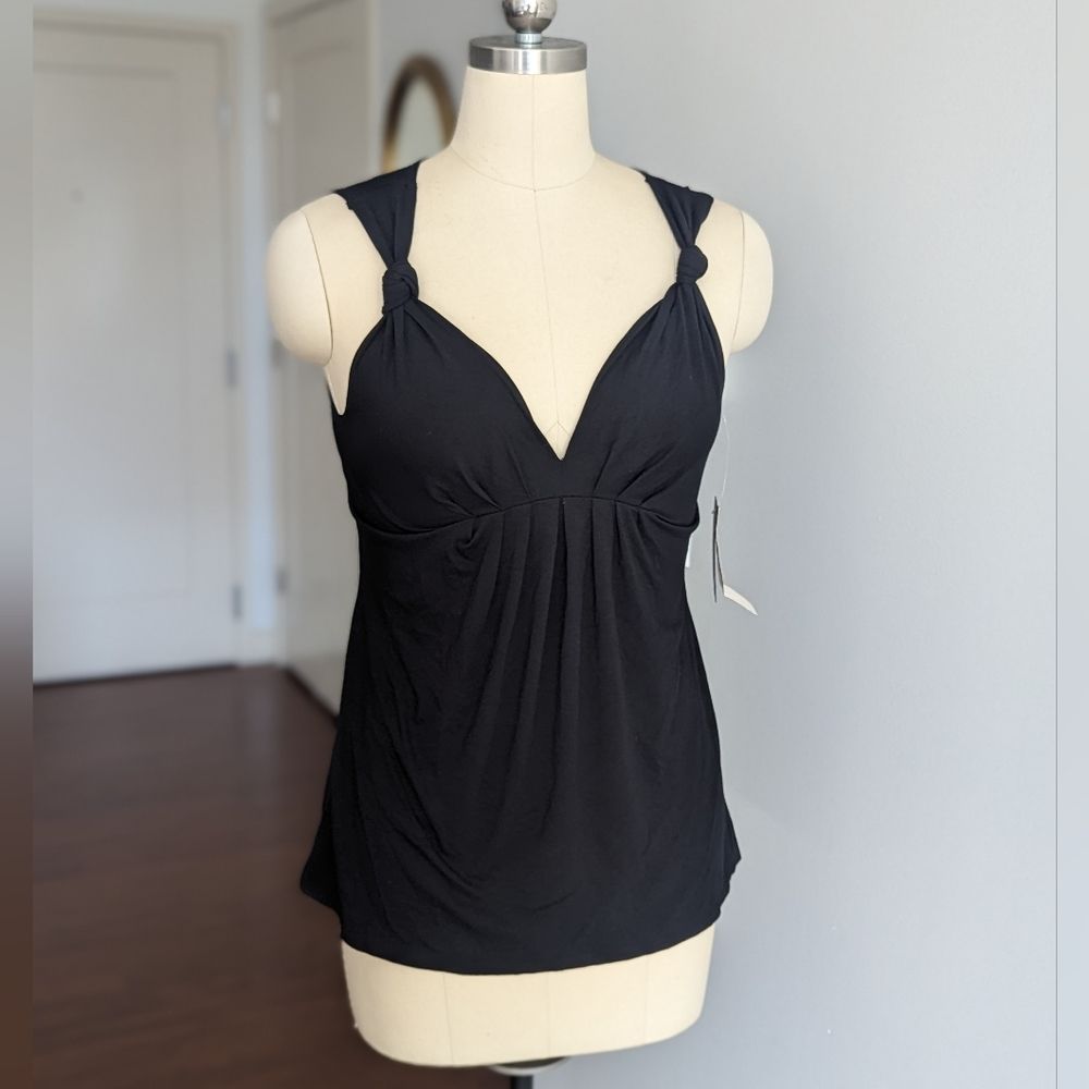 Black pleated knot detail tank Sm